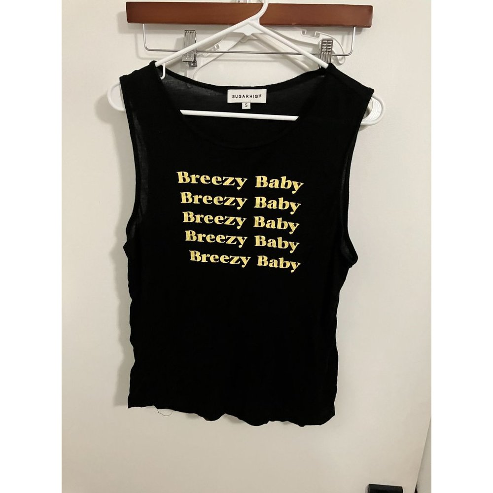 Sugarhigh Women's Breezy Baby Tank Top, Black, Small